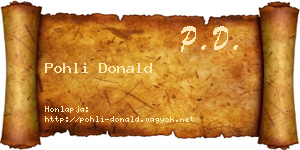 Pohli Donald névjegykártya